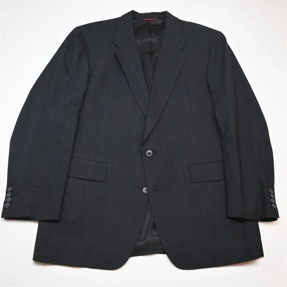 Vtg USA Made Hart Marx 44R 36x32 Gray Glenn Check 100% Wool Mens Suit